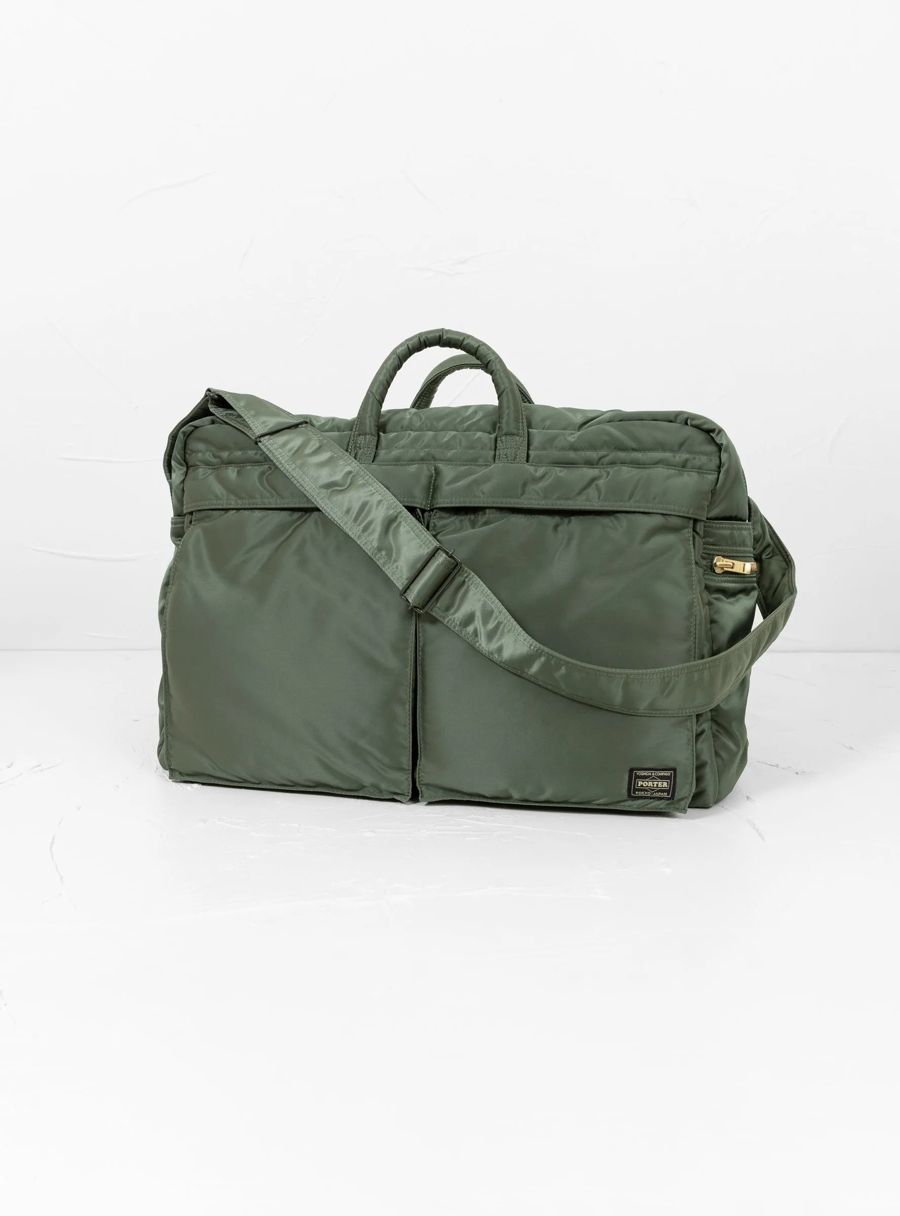 Extra Large Sage Green Bio-Nylon Tanker Sling Bag with Zipper