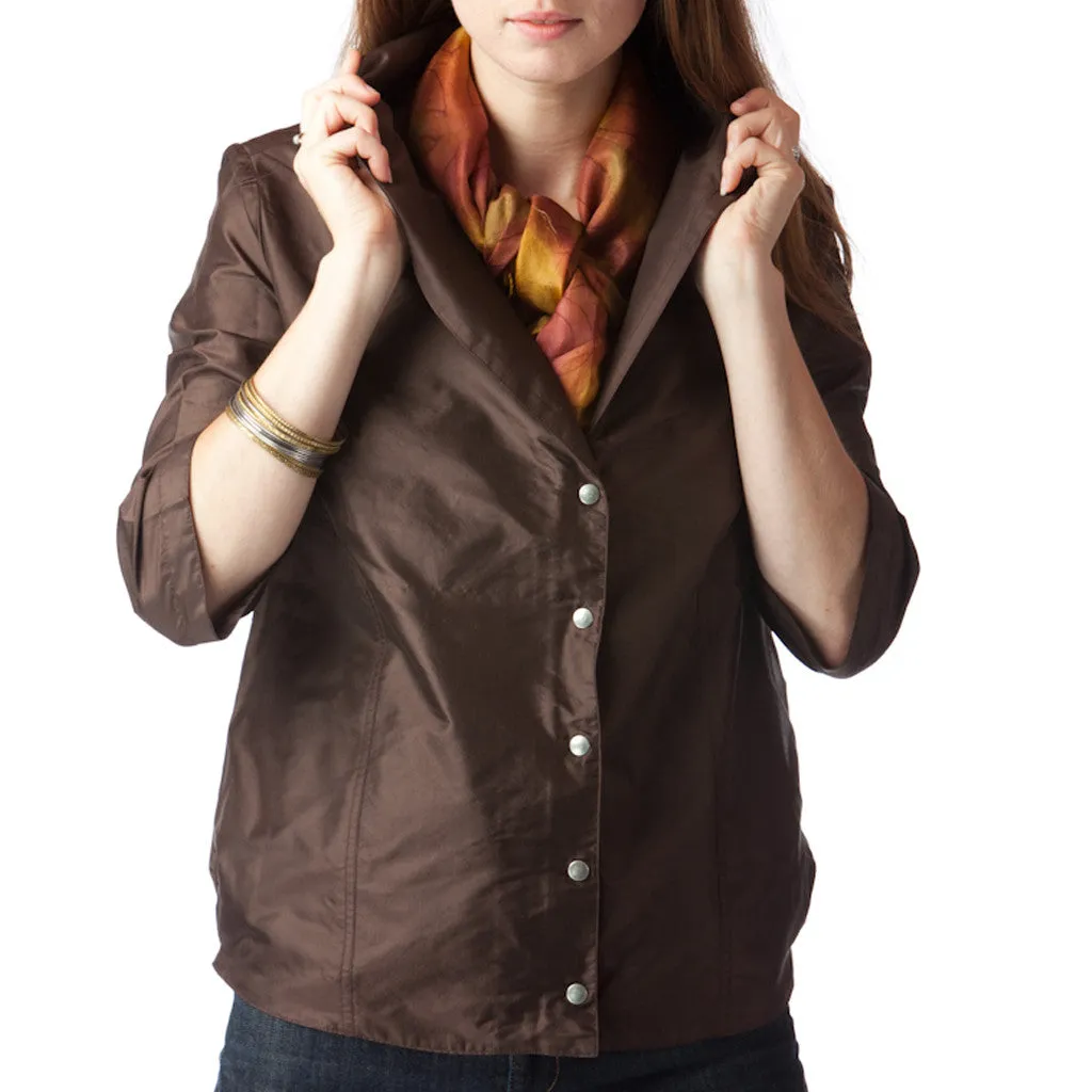 Bombay Brown Silk Bomber Jacket