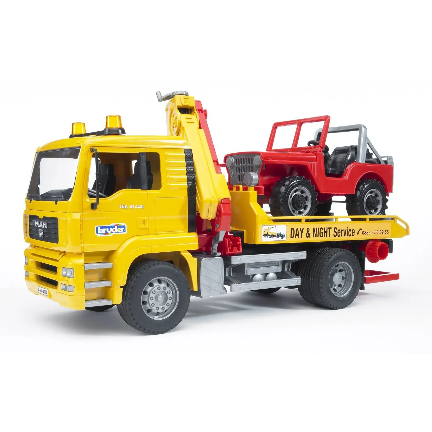 Bruder MAN TGA Tow Truck with Cross Country Vehicle