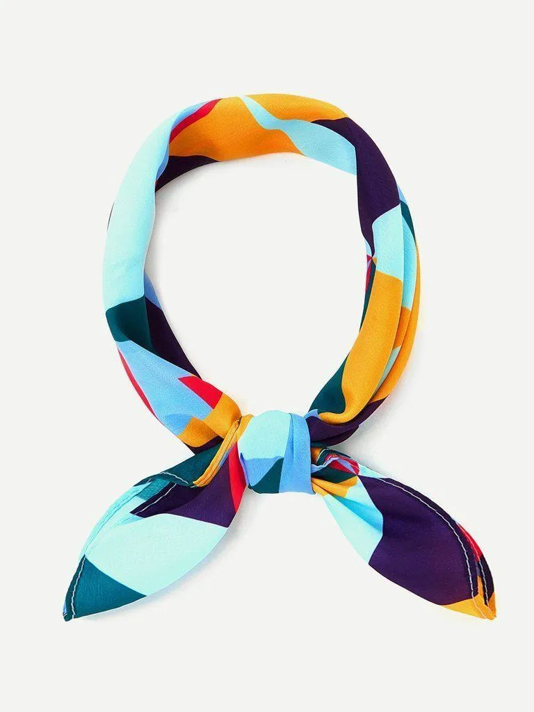 Color Block Geometric Bandana Scarf