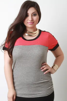 Color Block Stripe Short Sleeve Top