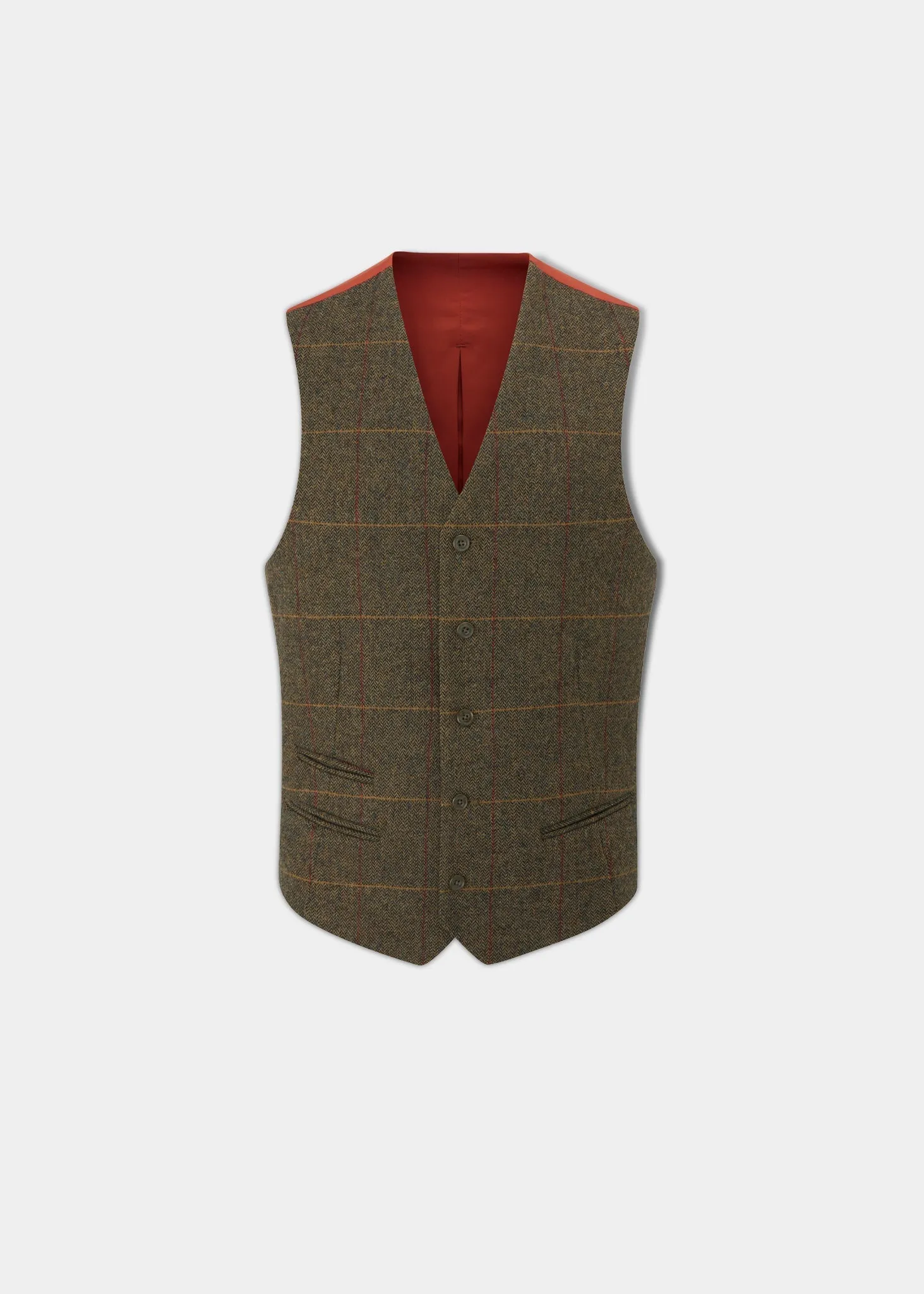 Combrook Men's Tweed Lined-Back Waistcoat In Teak - Regular Fit