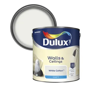 Dulux Matt Emulsion Paint For Walls And Ceilings - White Cotton 2.5L