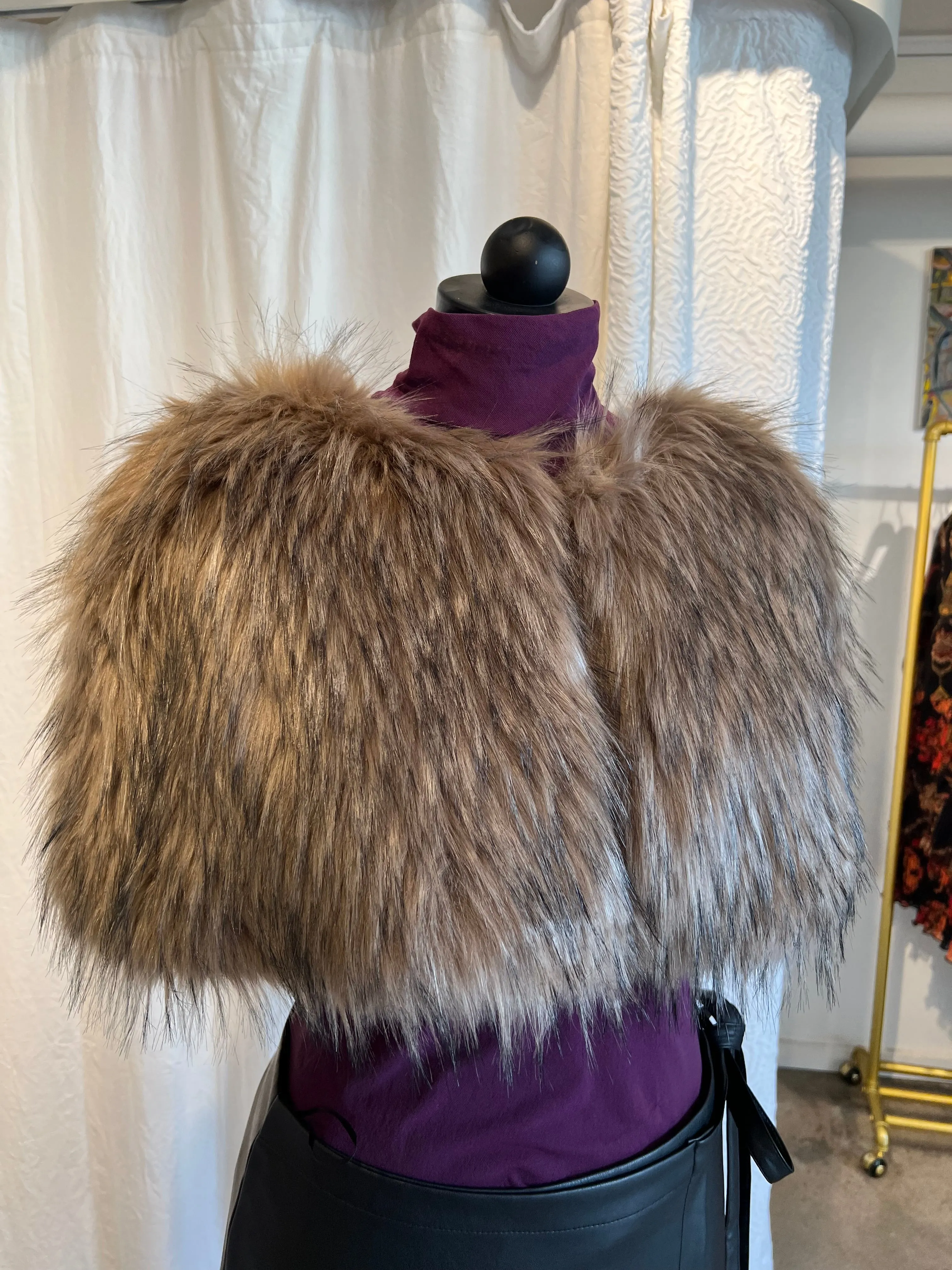 Faux Fur Stole-Bronze