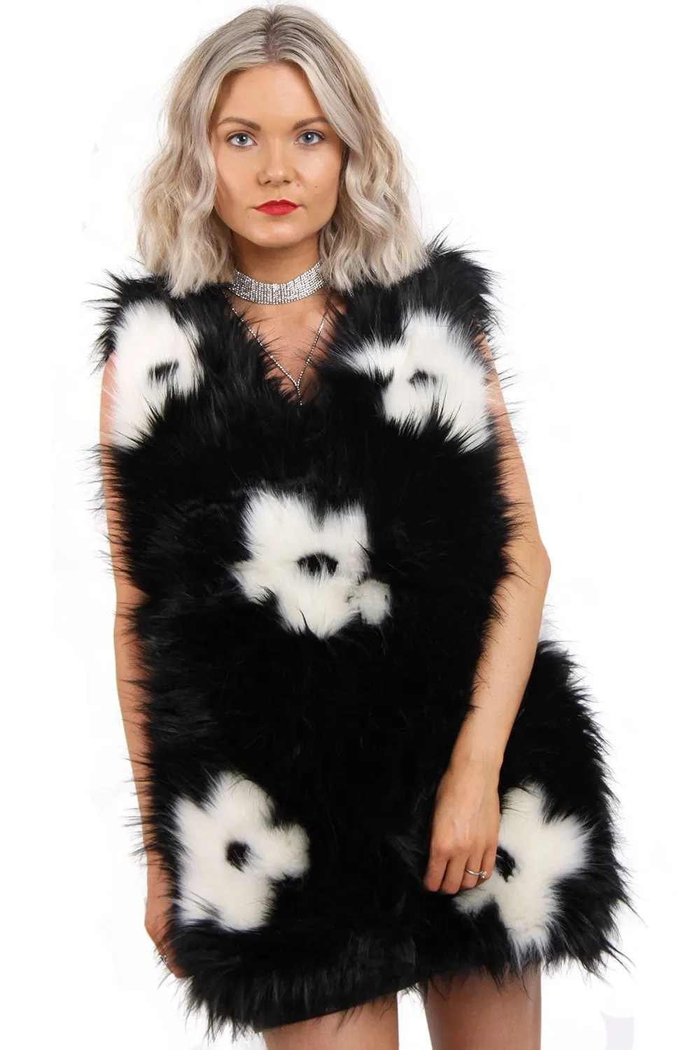 Flower Faux Fur Gilet