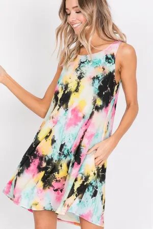 HEM185 - CURVEY TIEDYE TANK DRESS