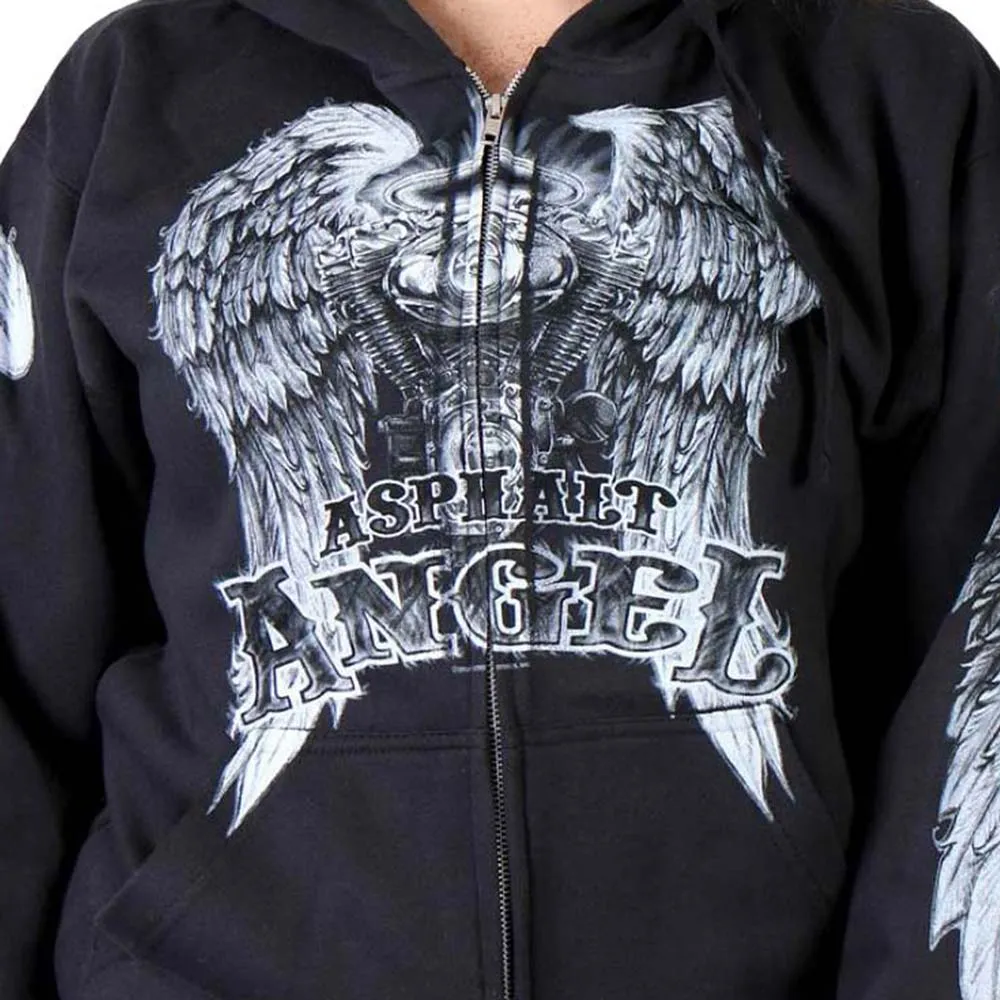 Hot Leathers GLZ4009 Women's Asphalt Angel Black Zipper Hoodie