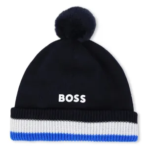 Hugo Boss Baby Boys Navy Pom Pom Hat