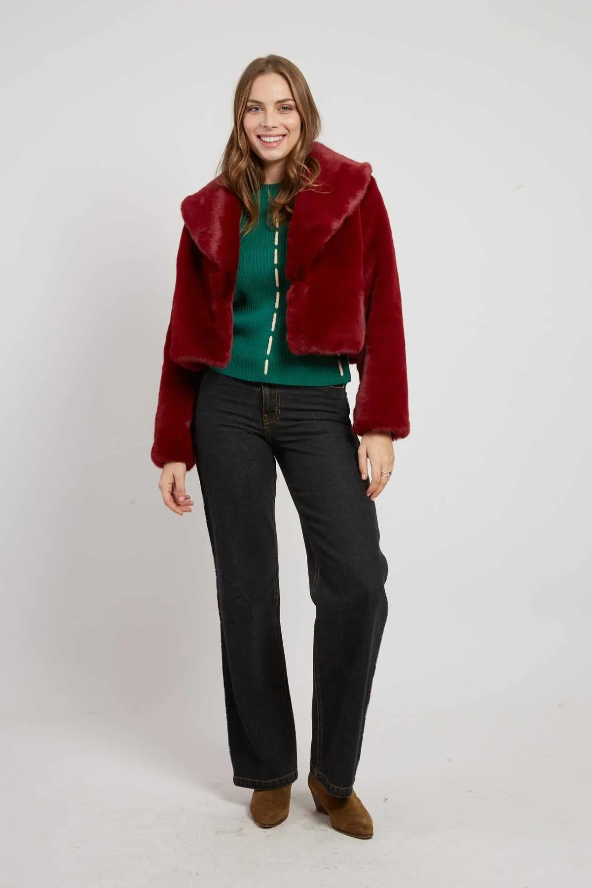 Lambada Faux Fur Jacket Bordeaux