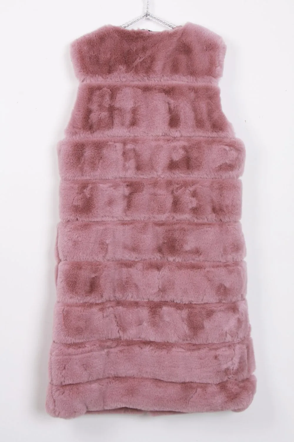 Longline Ultra Soft Faux Fur Leather Panelled Gilet