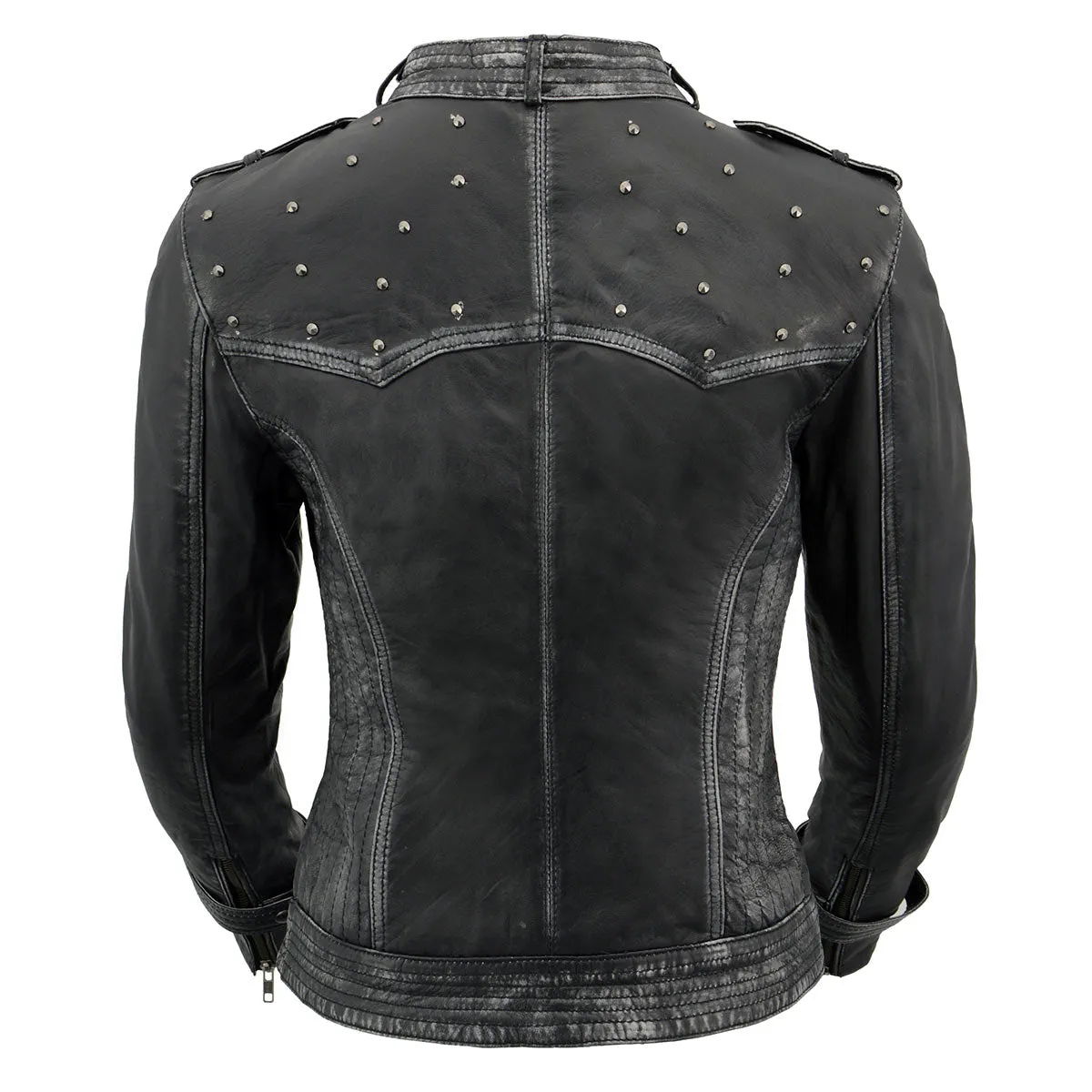 Milwaukee Leather SFL2840 Women's Maiden Black Premium Sheepskin Motorcycle Fashion Leather Jacket with Studs