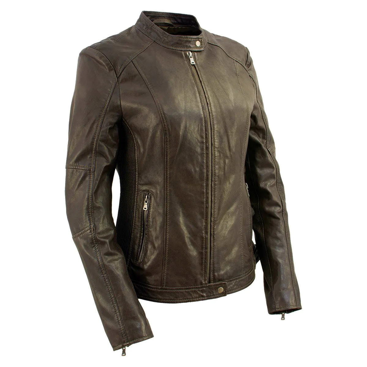 Milwaukee Leather Vintage SFL2813 Women's Brown Leather Moto Style