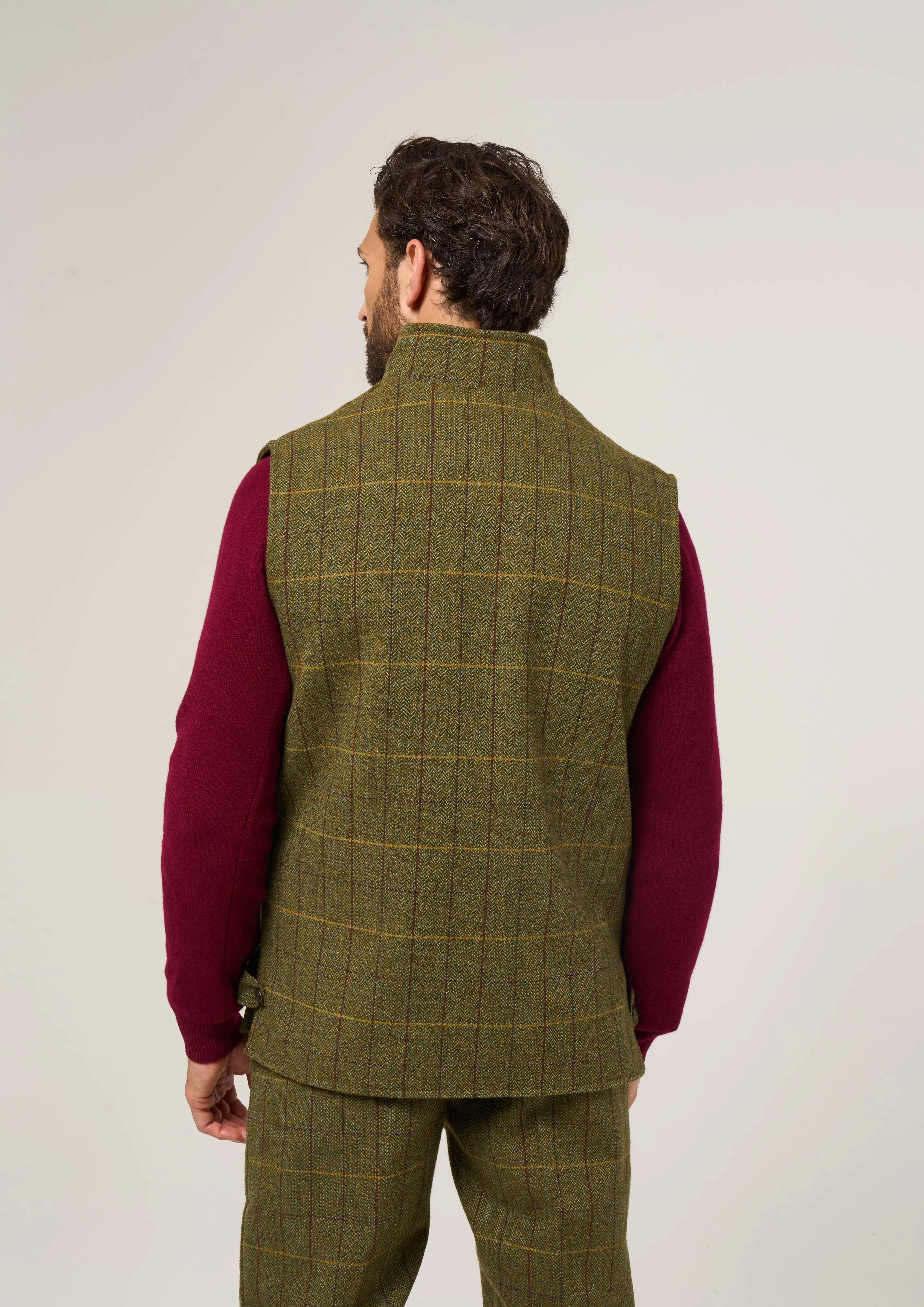 Rutland Men's Tweed Waistcoat In Green Ash - Shooting Fit