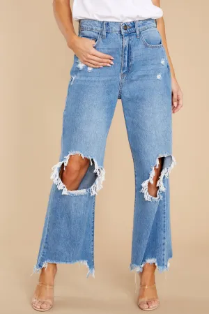 The Open Road Medium Wash Distressed Wide Leg Jeans