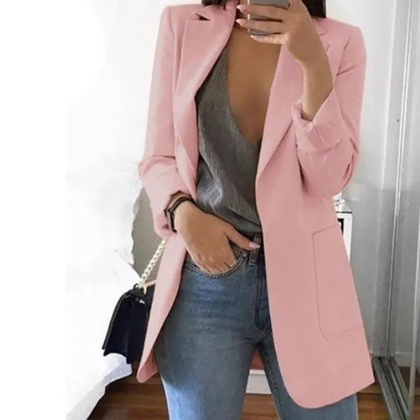 Womens Cardigan Jackets Open Front Solid Color Casual Oversized Long Blazer