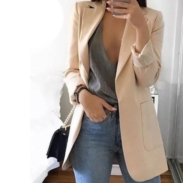 Womens Cardigan Jackets Open Front Solid Color Casual Oversized Long Blazer